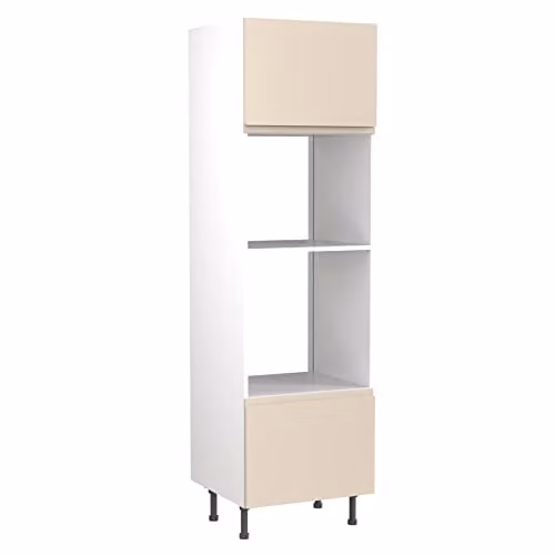 Kitchen Kit Cashmere Gloss J-Pull Tall Kitchen Cabinet Oven and Microwave Housing Unit W/D/H: 60 x 57 x 212 cm