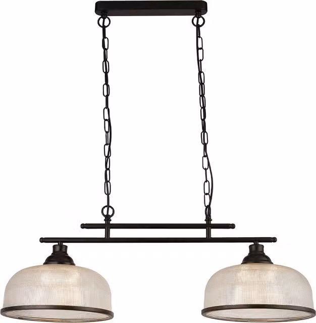 Highworth 2 Light Modern Black and Transparent Glass Pendant Light