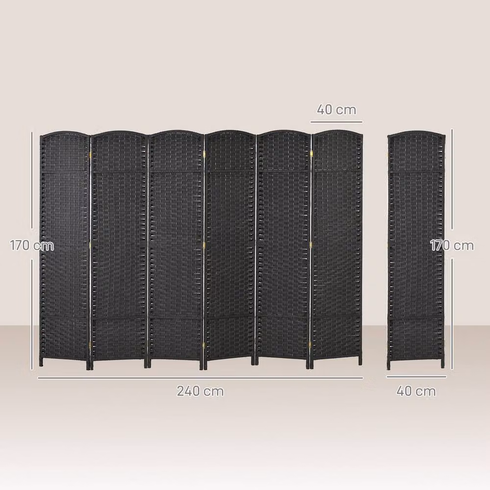 STILVORA Black Folding Privacy Screen Room Divider, H 170 cm x W 240 cm x D 12.5 cm – 3