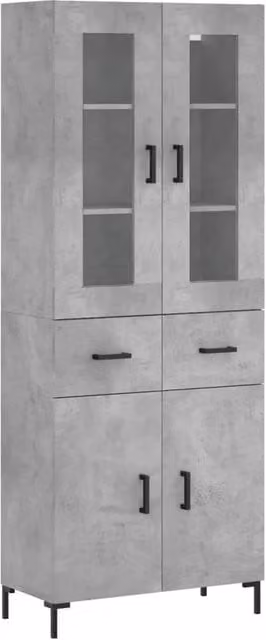 Berkfield Home Modern Freestanding Highboard in Grey, W/D/H: 69.5 x 34 x 180 cm – 1