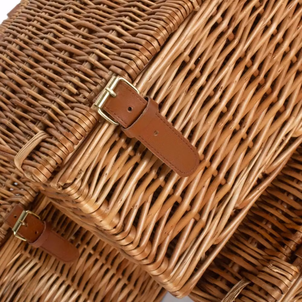 Red Hamper Light Steamed Windsor Wicker Picnic Basket in Brown and Red – 3