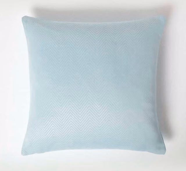 Homescapes Pastel Blue Herringbone Cushion Cover, W/D/H: 45 x 45 x 45 cm