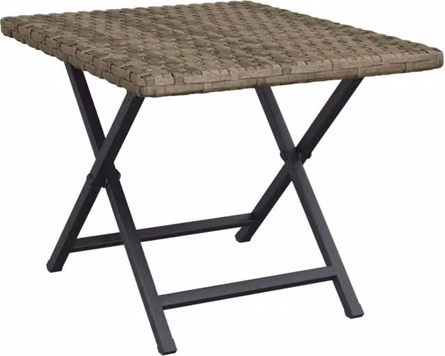 Berkfield Home Grey Poly Rattan Folding Table W/D/H: 45 x 35 x 32 cm
