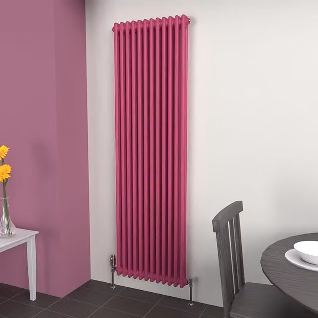 Lux Heat Vertical Coloured Column Radiator in Barbie Pink, H 180 cm x W 56 cm