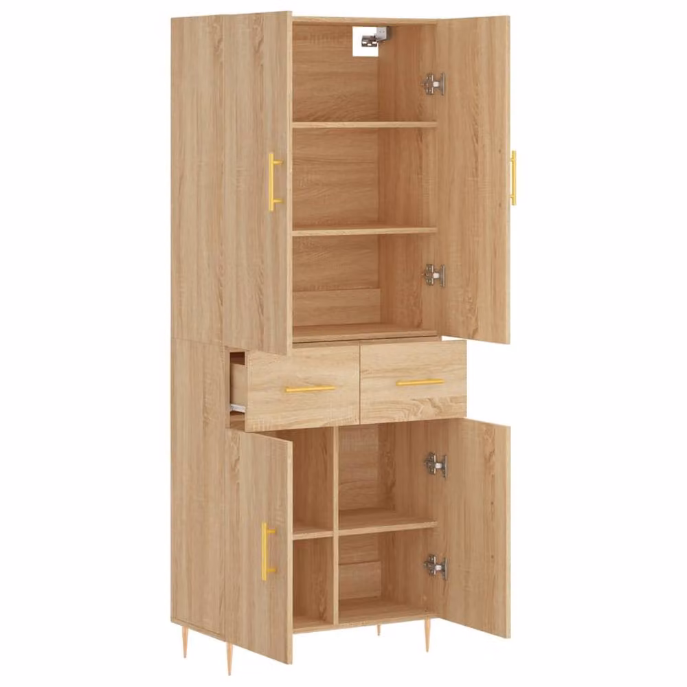 Berkfield Home Sonoma Oak Highboard in Brown, W/D/H: 69.5 x 34 x 180 cm – 2