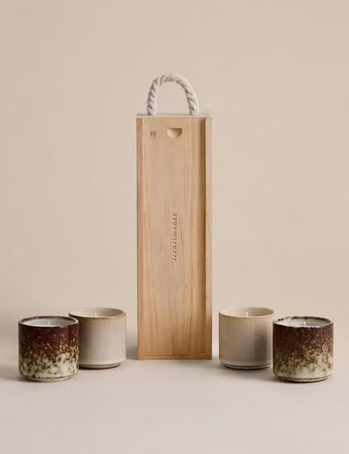 Scentiments Set of 4 Espresso Mug Candles in Brown Mix
