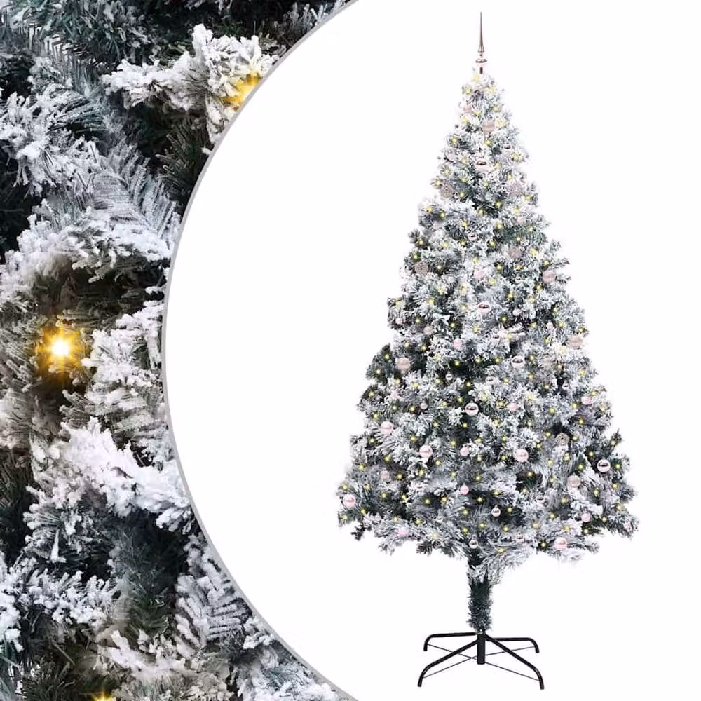 Berkfield Home White PVC Christmas Tree with 300 LEDs and Stand, Height: 300 cm – 2