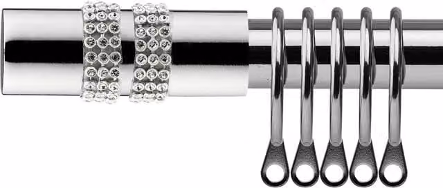New Edge Blinds Metallic Silver Sparkle Extendable Metal Curtain Pole Set, 16-19mm, Width: 120 cm - 210 cm