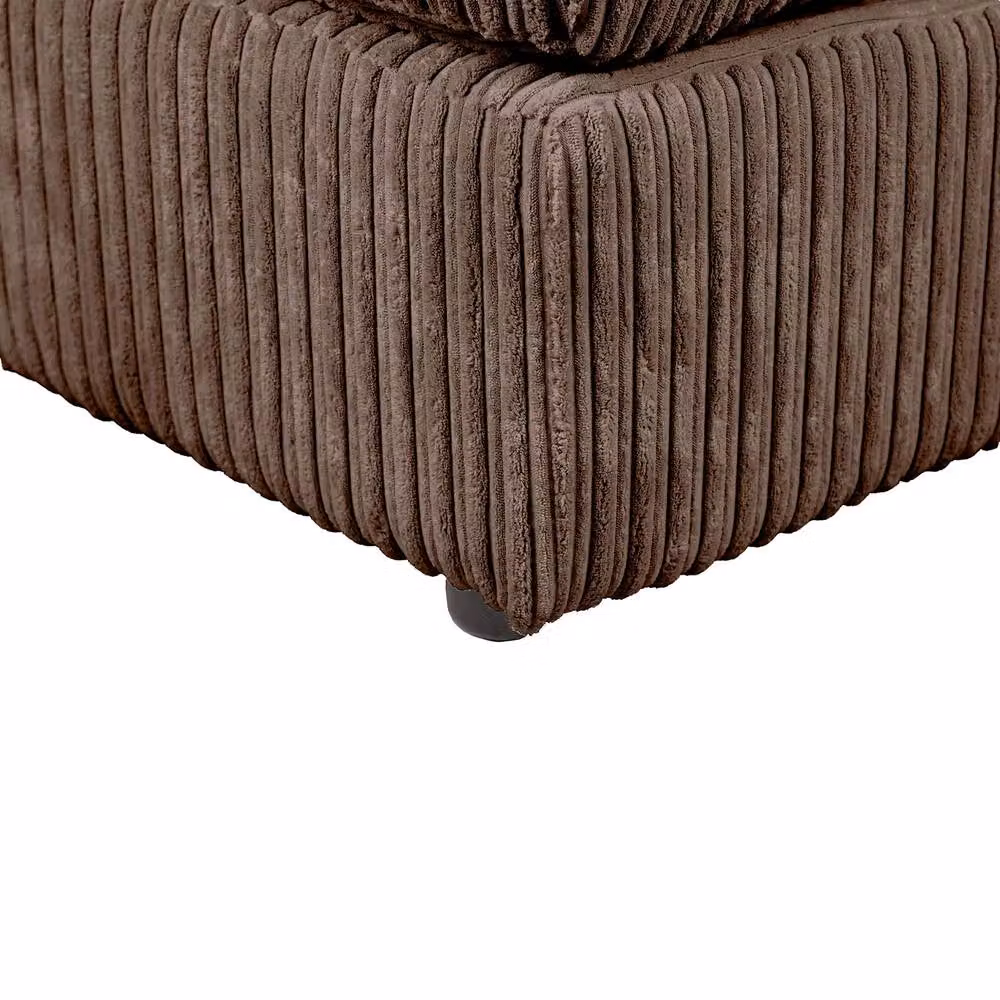 LUXURY LIFE Declan Jumbo Cord Fabric Footstool in Chocolate, W/D/H: 60 x 60 x 65 cm – 4