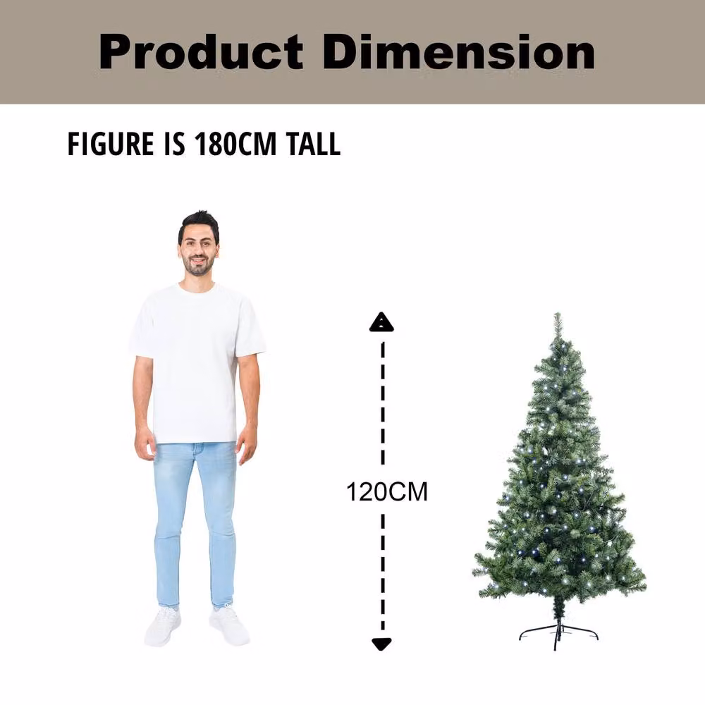 Shatchi Alaskan Pine Pre-Lit Artificial Christmas Tree with RGB LED Lights, Green – 9