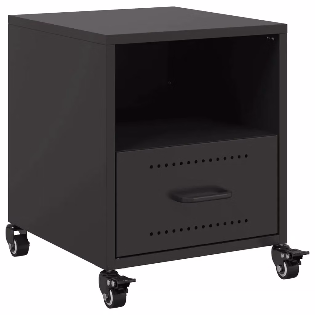 Berkfield Home Black Metal Bedside Cabinet W/D/H: 36 x 39 x 43.5 cm – 2