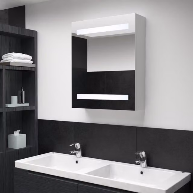 Berkfield Home LED Bathroom Mirror Cabinet in White, W/D/H: 50 x 13.5 x 60 cm – 1