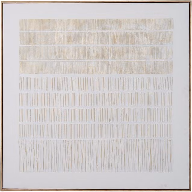 KDMK Sola Textured Line Abstract Canvas Wall Art in Frame, Brown and Beige