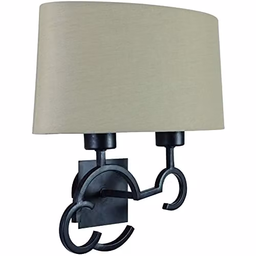 Netlighting Argi Up and Down Wall Lamp in Brown with Beige Fabric Shade, 2 x E27 – 1