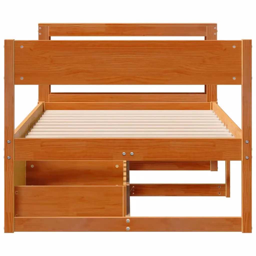 Berkfield Home Small Single Solid Wood Pine Bed Frame in Waxed Brown, W/D/H: 75 x 190 cm – 2