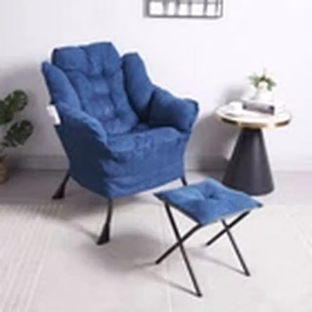 Kelvenix Blue Relax Sofa Chair with Ottoman and Armrests