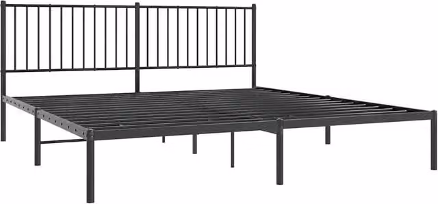 Berkfield Home Metal Bed Frame with Headboard, Black, W/D/H: 180 x 200 cm – 1