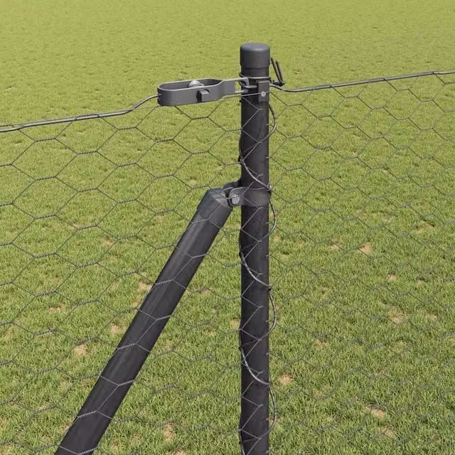 Berkfield Home Grey Steel Hexagon Fence, H: 160 cm x L: 50 m
