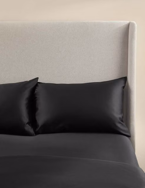 M&S x Kelly Hoppen 2 Pack 500 Thread Count Cotton Sateen Pillowcases in Black