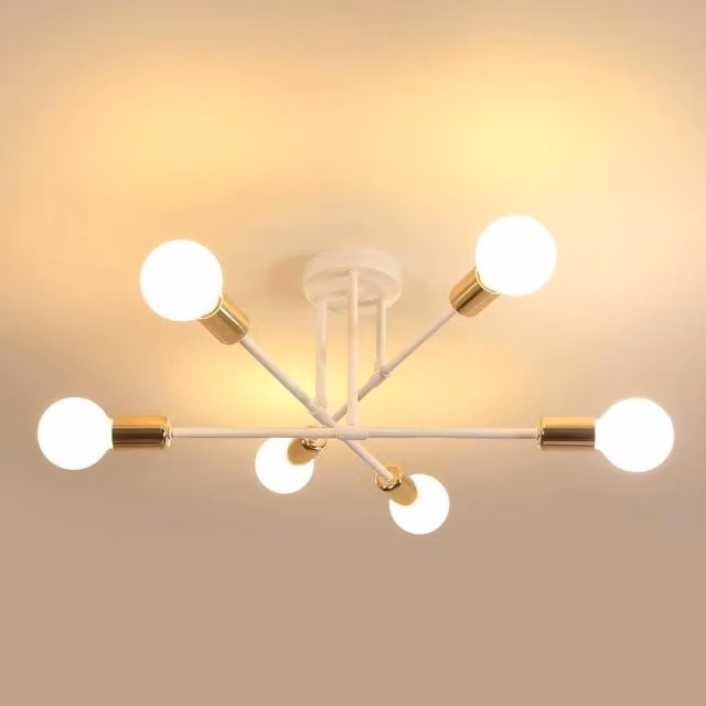 Goeco Sputnik 6-Arm Ceiling Chandelier in White, Diameter: 52 cm – 1