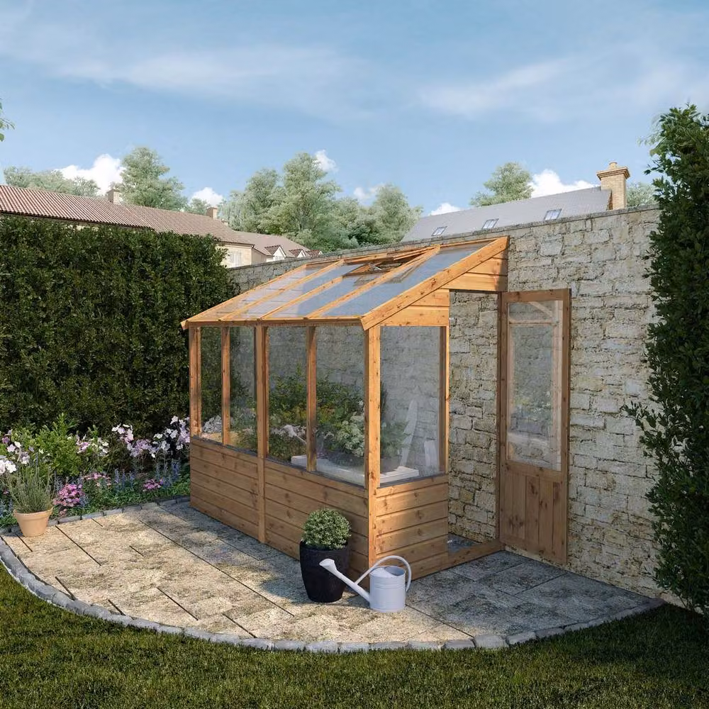 Mercia Traditional Lean To Greenhouse in Brown, L246 x W132.2 x H218.5 cm – 3