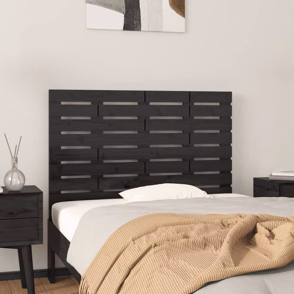 Berkfield Home Black Rustic Solid Wood Pine Wall Mount Headboard W/D/H: 96 x 3 x 63 cm – 2