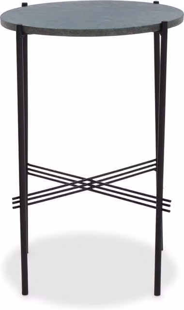 Orsina Green Marble Round Side Table with Black X-Frame Base – 1