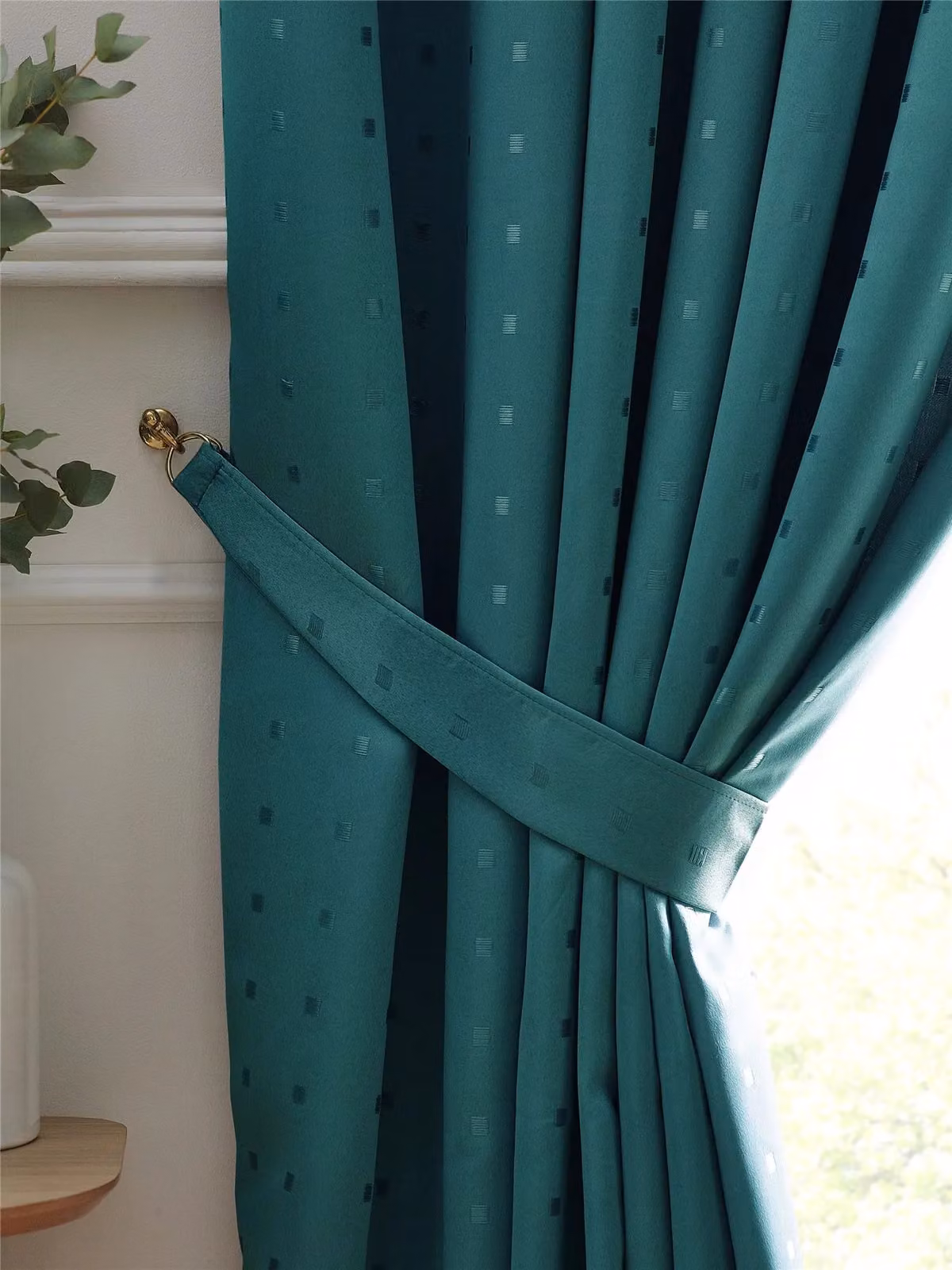 Luxury Living Adi Lined Ring Top Eyelet Curtains in Petrol Blue, Width: 229 cm, Height: 274 cm – 3