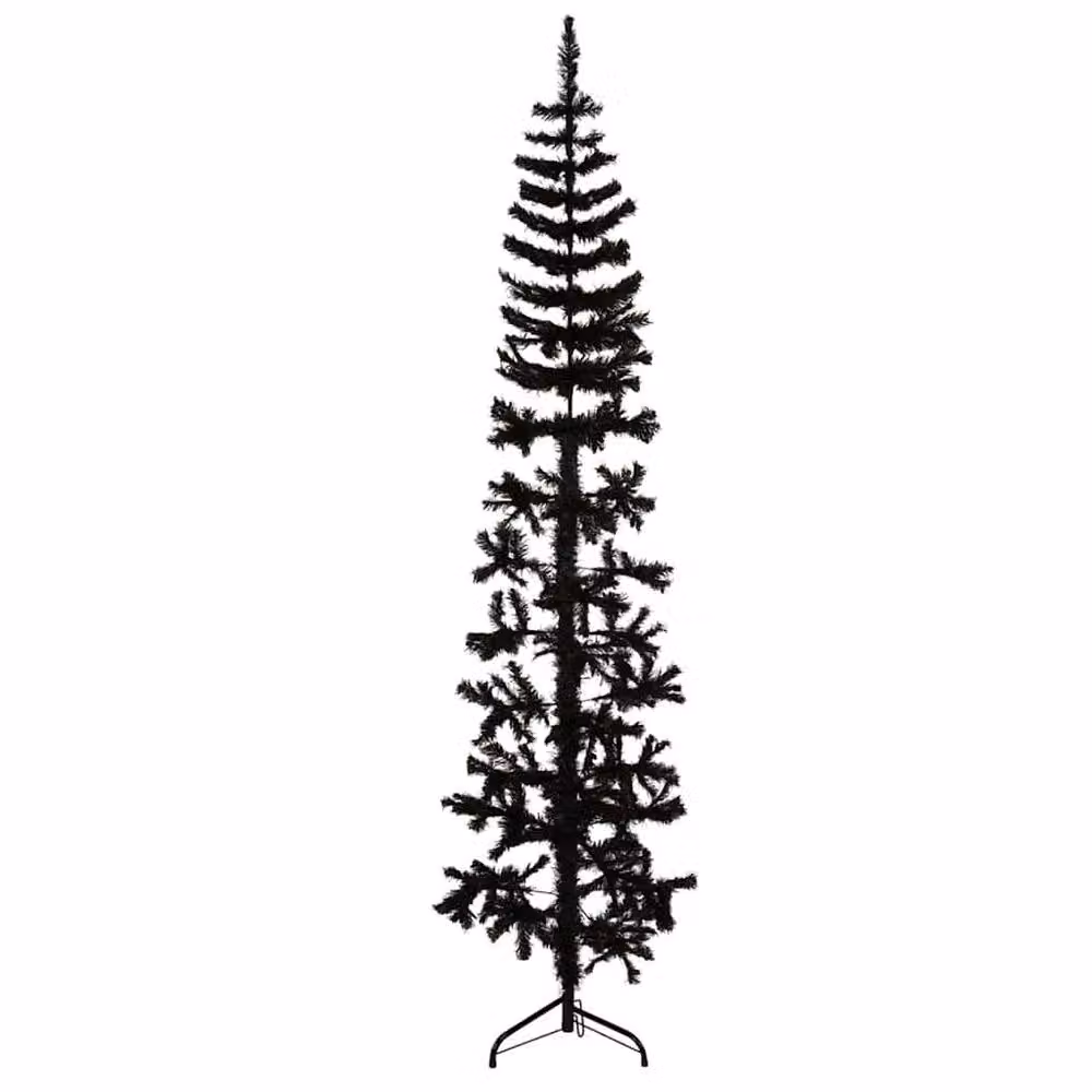Berkfield Home Slim Artificial Half Christmas Tree with Stand, Black, Height: 180 cm – 2