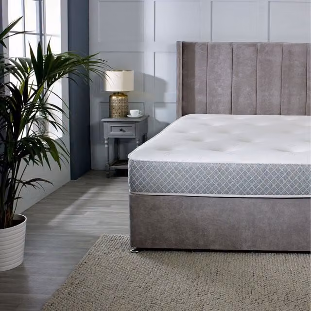 Starlight Beds Nebraska Hand-Tufted Hybrid Memory Foam and Open Coil Spring Mattress, Grey, W/D/H: 120 x 200 cm
