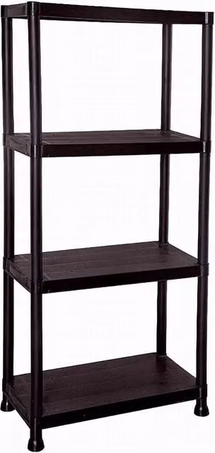 KORVIXA 4 Tier Black Plastic Freestanding Shelving Unit – 1