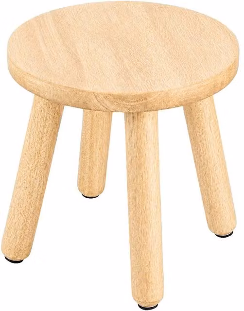 VOGREX Yellow Solid Hardwood Round Shoe Bench in Natural Finish