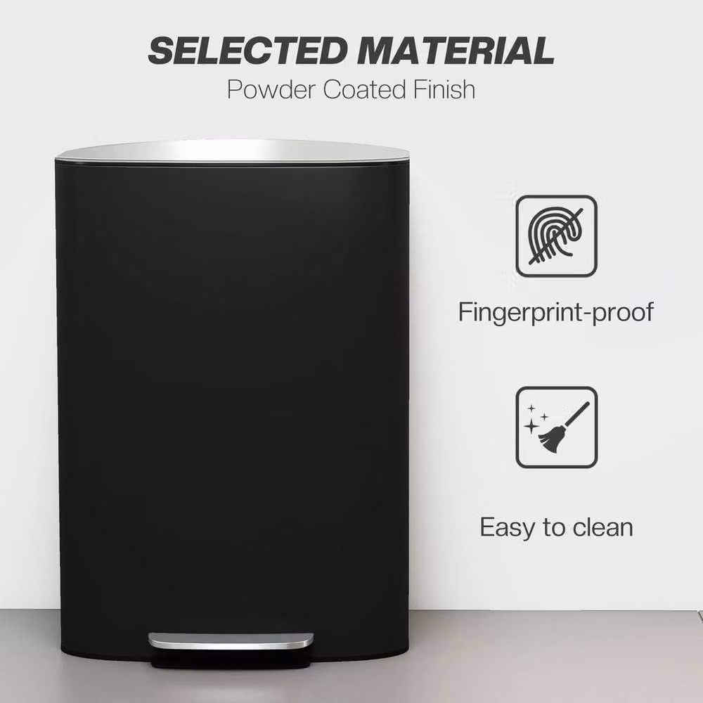 NESTLUNE 50L Black and Silver Pedal Bin with Soft-Close Lid, Height: 100 cm, Width: 15 cm, Depth: 15 cm – 3