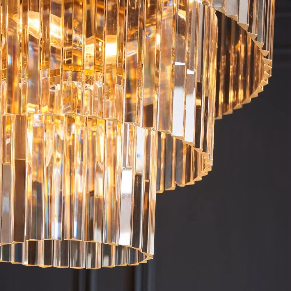 Netlighting Conaston Gold and Transparent Cut Glass Pendant Light with 7x E14 Sockets – 4