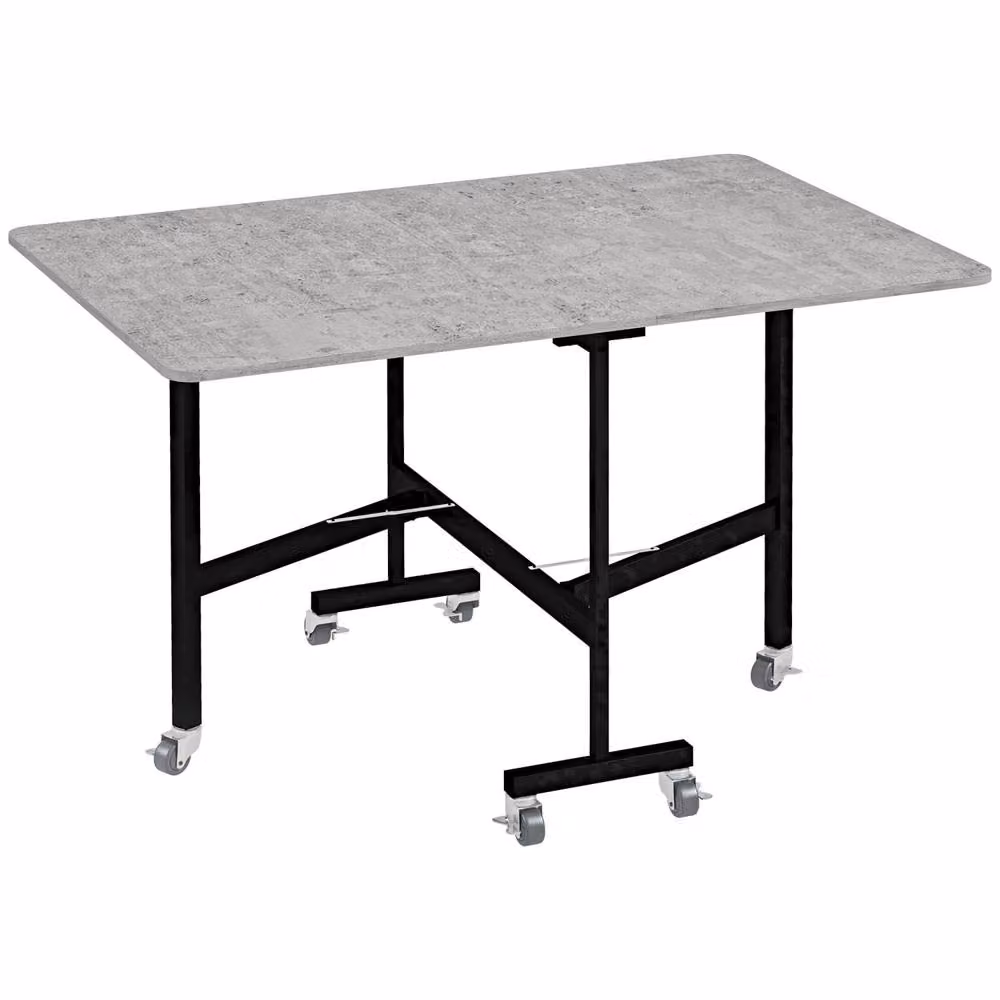 Wyld Haus Ritodo Grey Marble Effect Mobile Drop Leaf Dining Table with Castors W/D/H: 120 x 80 x 73 cm – 2