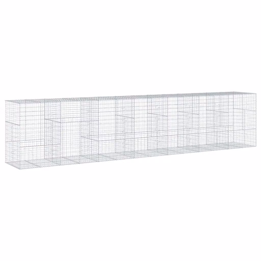 Berkfield Home Silver Galvanised Steel Gabion Basket with Cover, W/D/H: 700 x 100 x 150 cm – 2