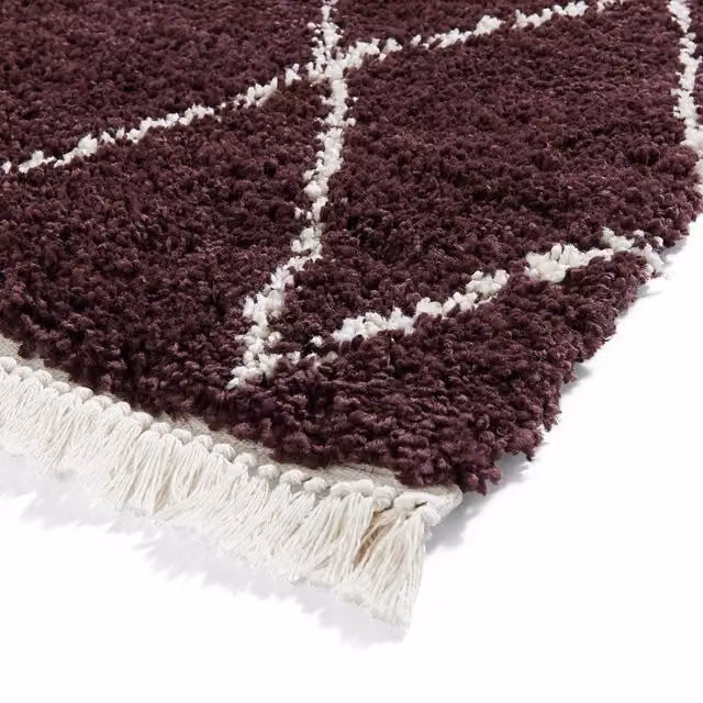 Terrys Boho 8280 Moroccan Shaggy Runner Rug, Purple, W: 60 cm, L: 230 cm