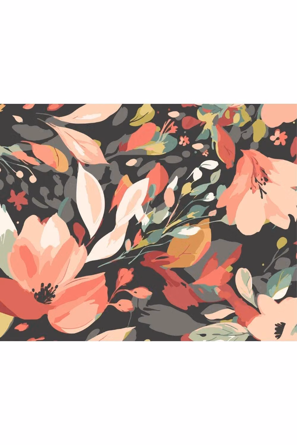 Origin Murals Flowing Flowers Floral Wall Mural in Black and Multicolour, W: 300 cm, H: 240 cm – 2