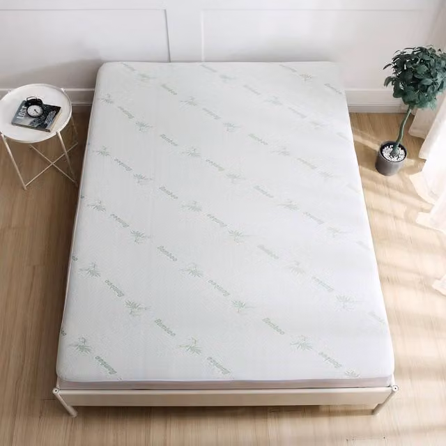 Homes-Linen Bamboo Waterproof Anti-Allergy Mattress Protector, White, Single (W: 90 cm, L: 200 cm)