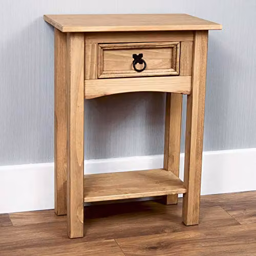 Vida Designs Corona 1 Drawer Console Table in Waxed Brown Pine – 7