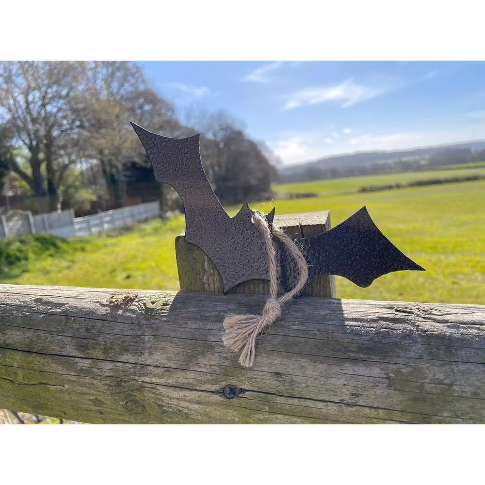 Poppyforge Hanging Bat Garden Art Metal Figures, Pack of 3, Black, W20 x H8 cm – 2