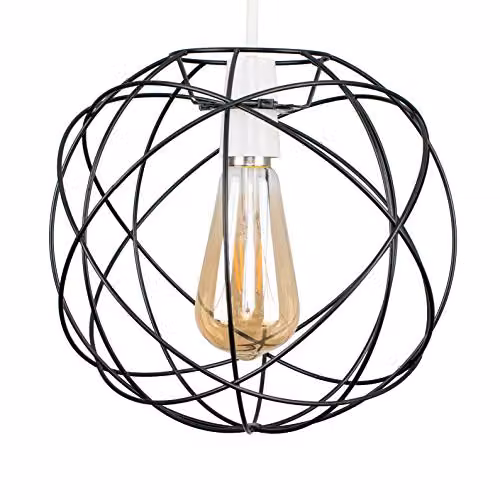 MiniSun Retro Style Atom Design Metal Basket Ceiling Light Shade in Matt Black, Shade Width: 25.5 cm