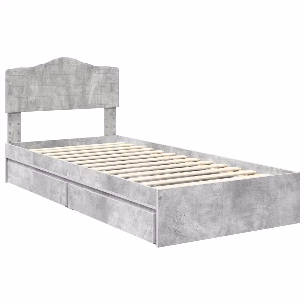 Berkfield Home Modern Storage Bed in Concrete Grey, Engineered Wood, W/D/H: 90 x 190 cm – 2