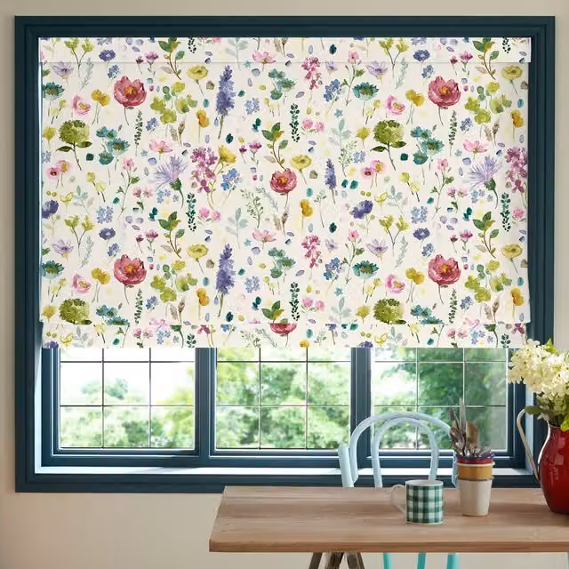 Bluebellgray Tetbury Made To Measure Blackout Roman Blind in Spring Multicolour Floral Design