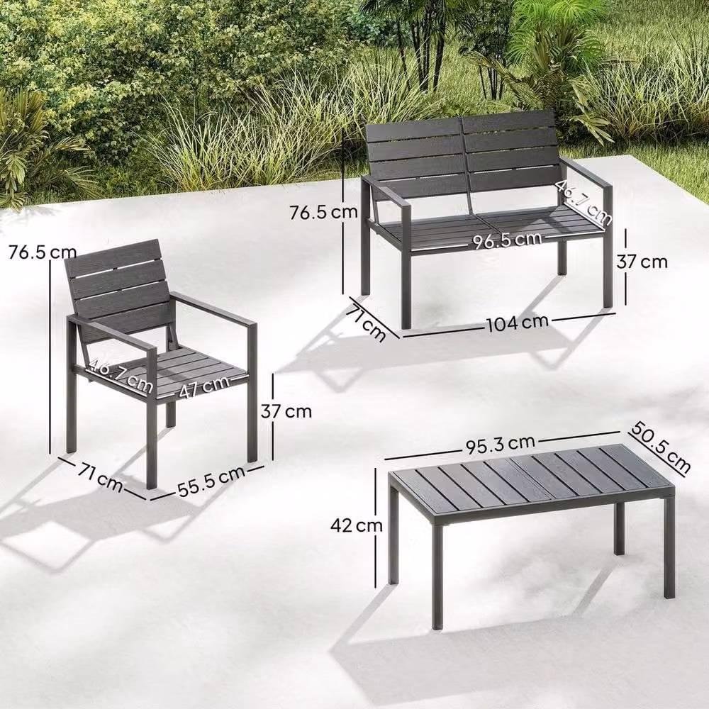 FLAVORA 4 Piece Grey Modern Garden Furniture Set – 2