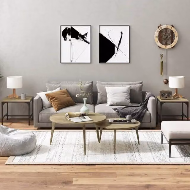Berkfield Home Set of 2 Sonoma Oak Side Tables in Brown, W/D/H: 40 x 40 x 35 cm
