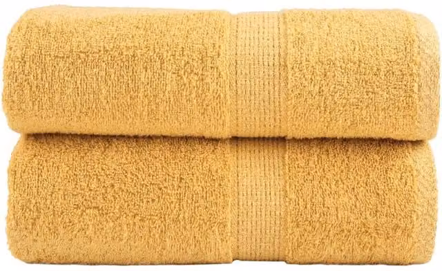 Berkfield Home SOLUND Premium Cotton Terry Guest Towels, Gold, 2 Pack, W: 30 cm, H: 50 cm, 600gsm