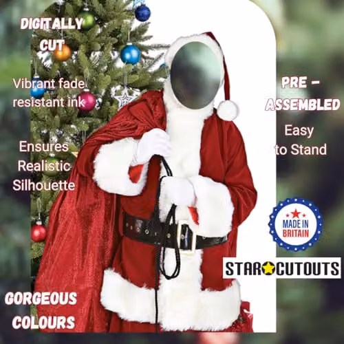 Star Cutouts Ltd SC173 Father Santa Claus Freestanding Christmas Decoration, Red, Height: 186 cm – 6