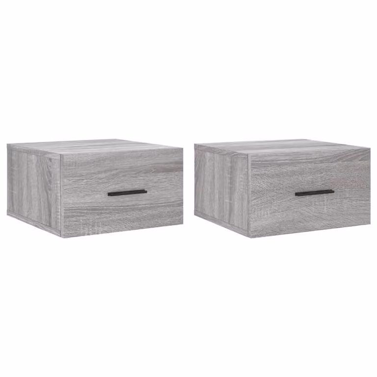Berkfield Home Set of 2 Wall-mounted Bedside Cabinets in Grey Sonoma, W/D/H: 35 x 35 x 20 cm