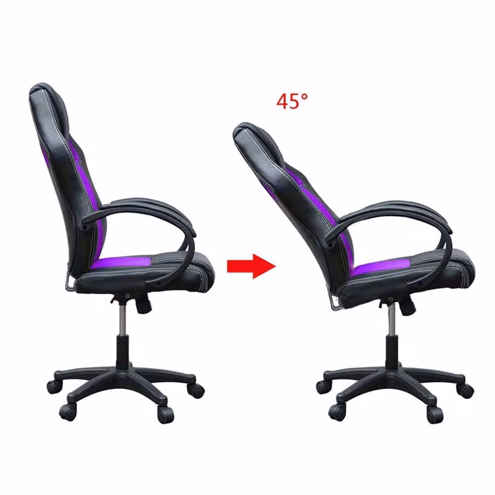 Hinsinc Ergonomic Purple Synthetic Leather Swivel Office Chair with Armrests – 2